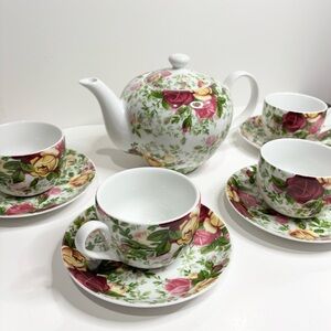 Royal Albert Country Rose Chintz  9 Piece Tea Set Floral China
